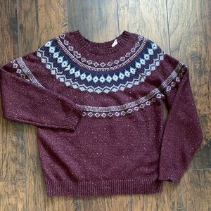 Women's Burgundy Patterned Sweater